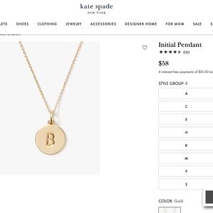 Kate Spade "B" Initial Necklace
